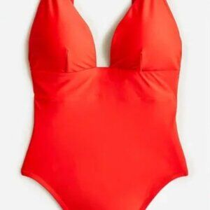 J. Crew Plunge one-piece v-neck swimsuit in Red